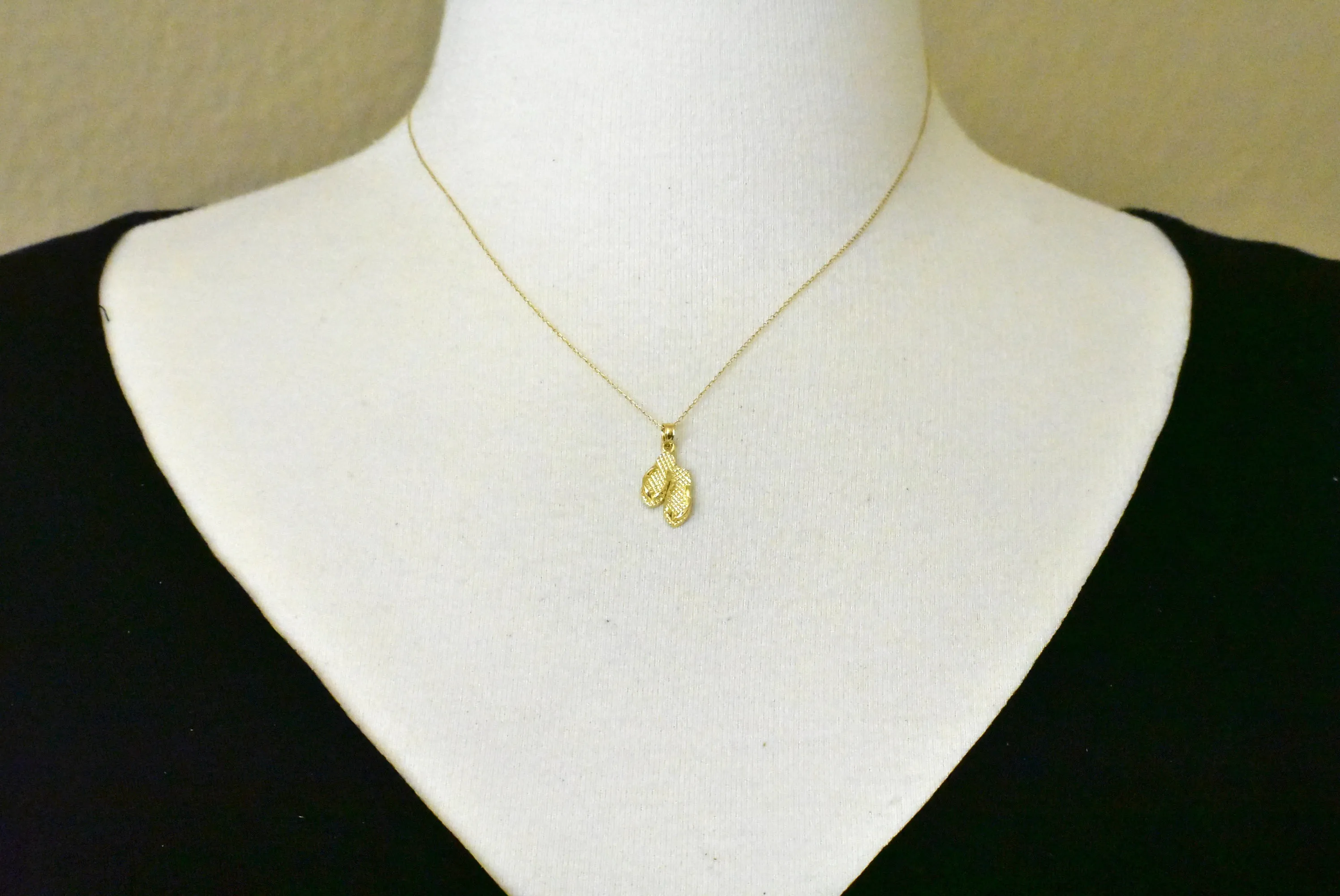 14k Yellow Gold Hawaii Palm Tree Flip Flops Sandals Slippers 3D Pendant Charm