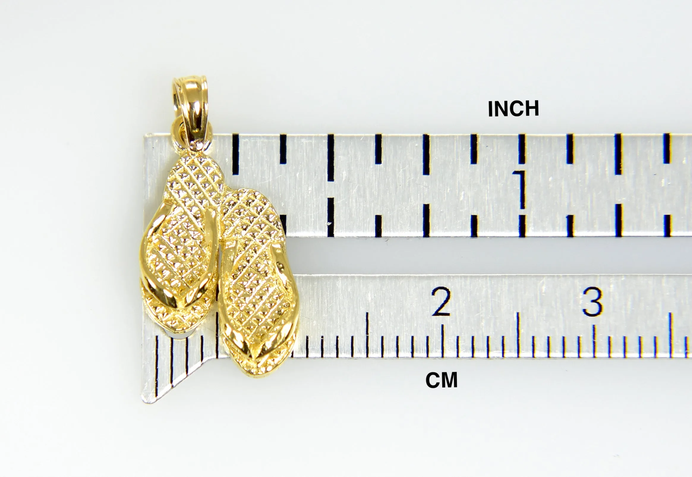 14k Yellow Gold Hawaii Palm Tree Flip Flops Sandals Slippers 3D Pendant Charm