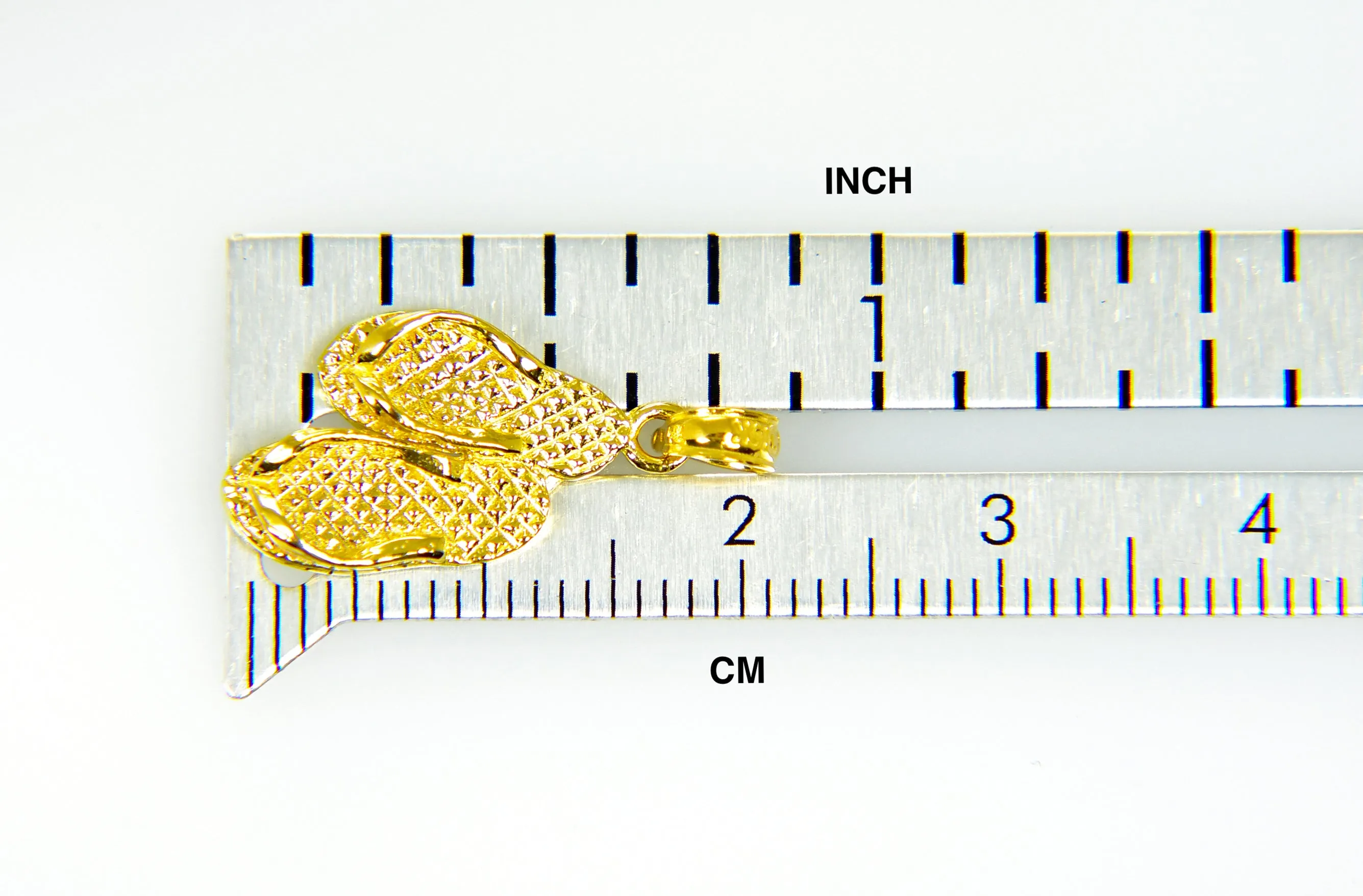 14k Yellow Gold Hawaii Palm Tree Flip Flops Sandals Slippers 3D Pendant Charm