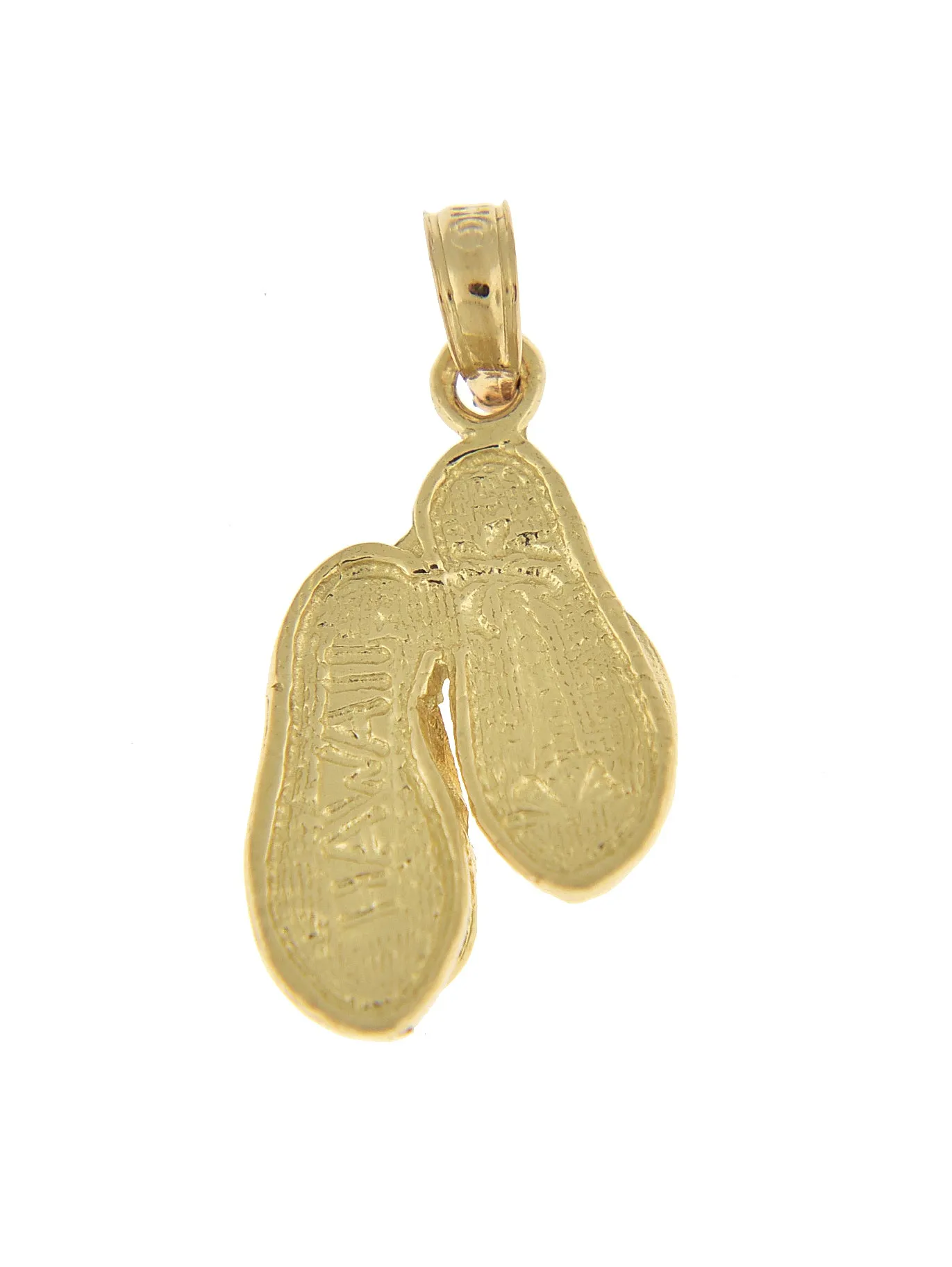14k Yellow Gold Hawaii Palm Tree Flip Flops Sandals Slippers 3D Pendant Charm