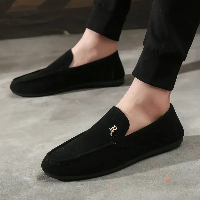 2023 Shoes for Men Soft Comfortable Black  Mens Loafers Brand Fashion Slip-On Flats Sneakers Moccasin Driving Casual Shoes