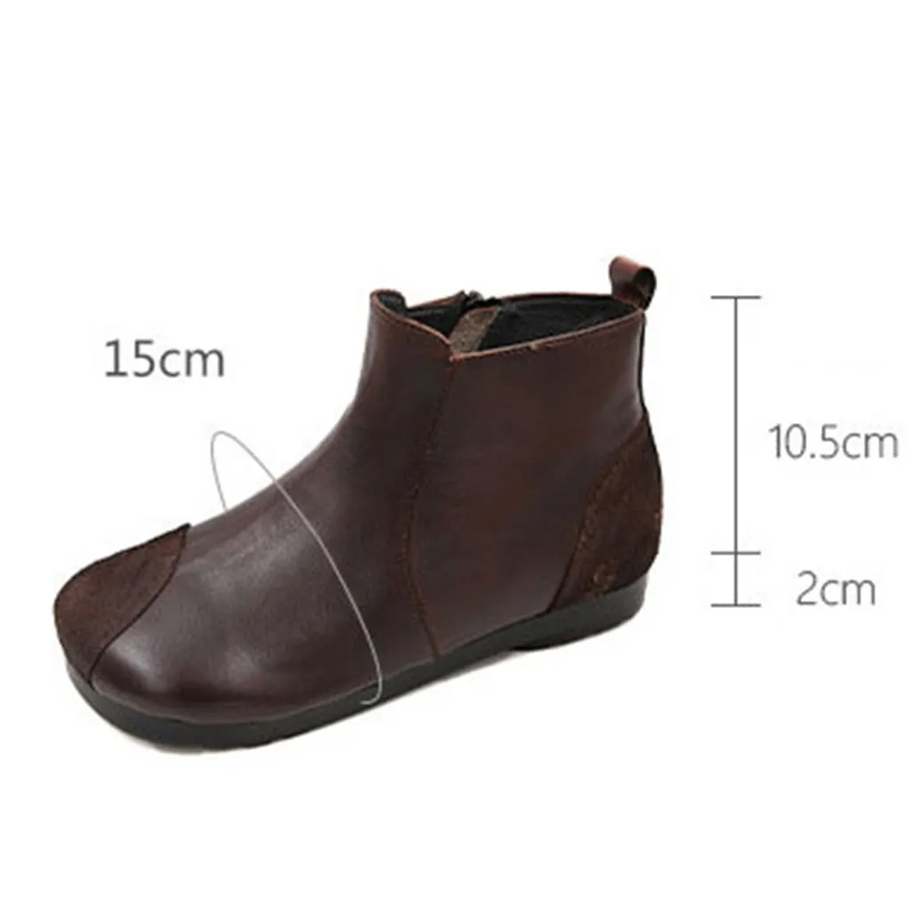 Autumn Winter Leather Retro Handmade Casual Women's Boots | Gift Shoes