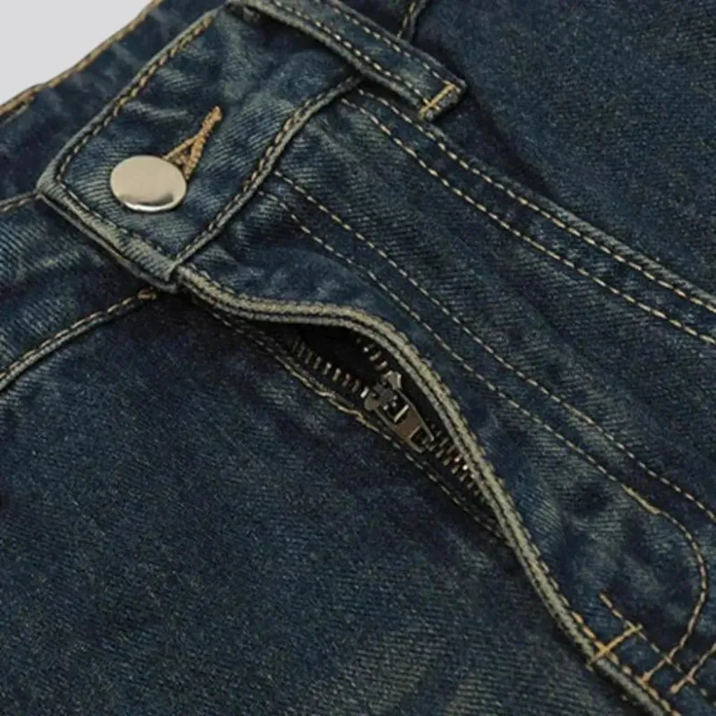Baggy leg fashion stonewashed jeans for men