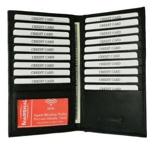 Black RFID Blocking Wallet Leather Bifold 19  Credit Card ID Checkbook Holders