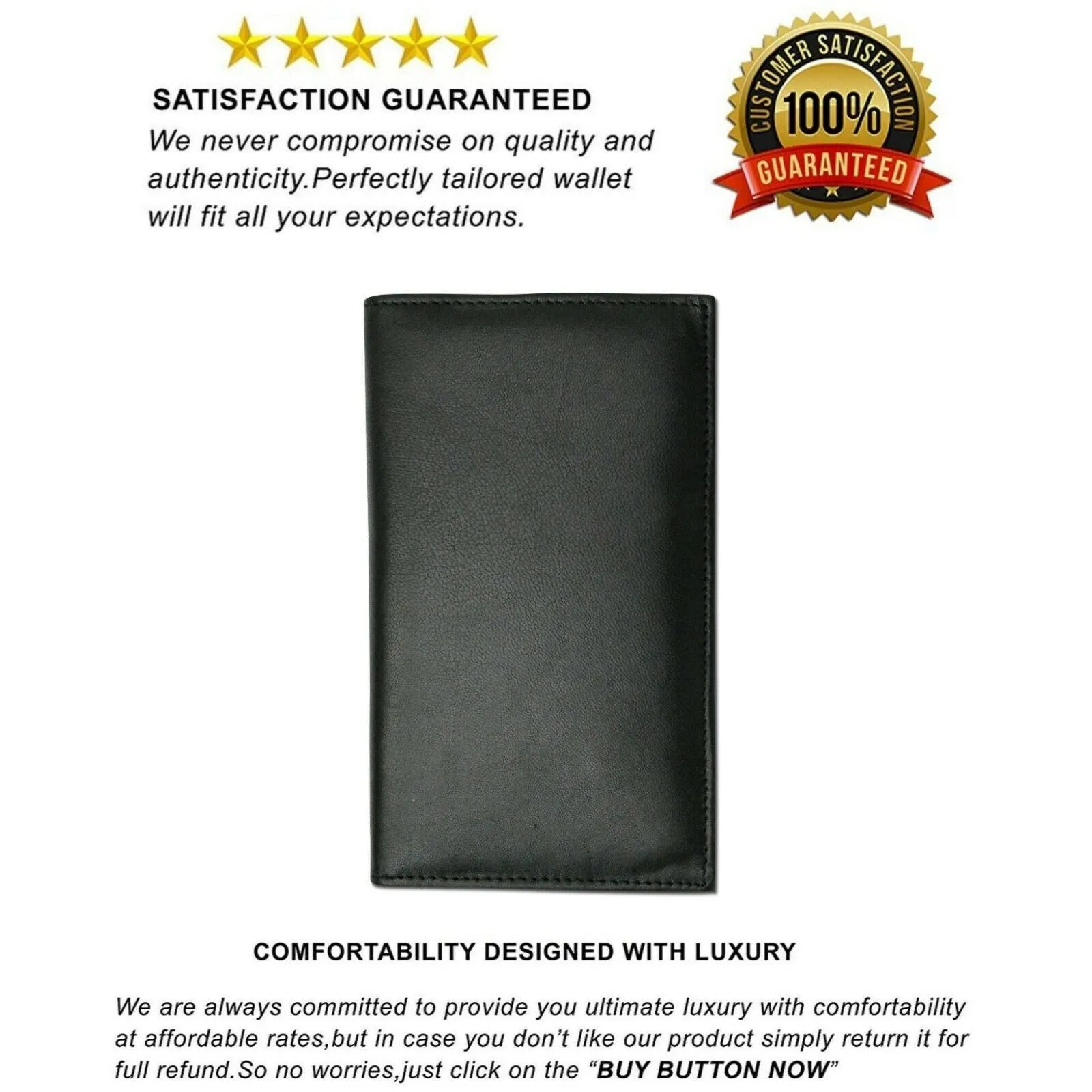 Black RFID Blocking Wallet Leather Bifold 19  Credit Card ID Checkbook Holders