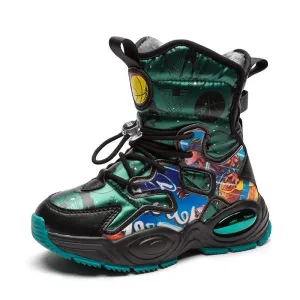 Boys' High-Quality Winter Non-Slip Stylish and Warm OutdoorBuckle Snow Boots