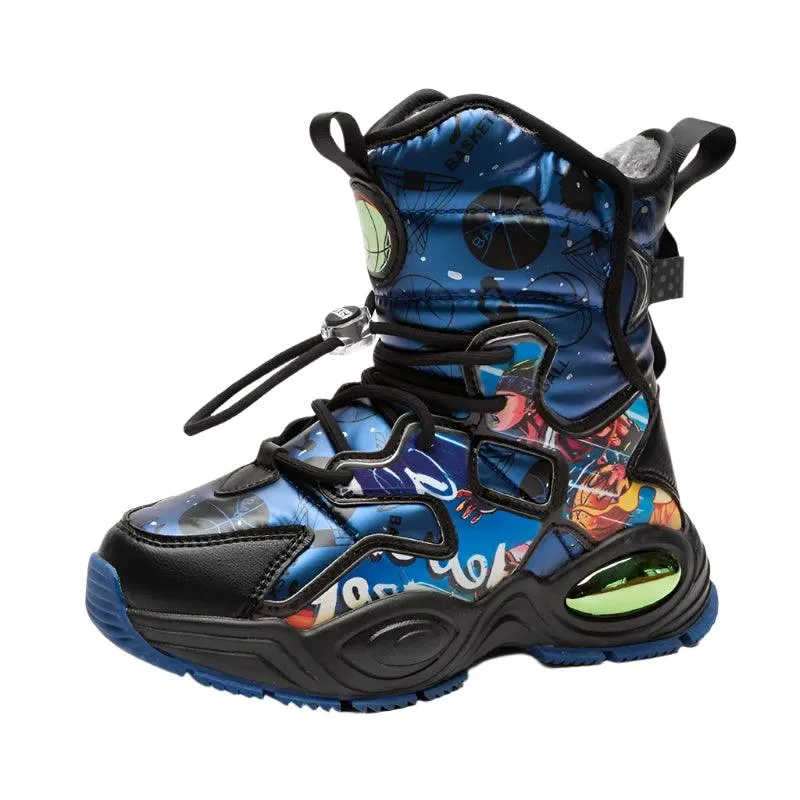 Boys' High-Quality Winter Non-Slip Stylish and Warm OutdoorBuckle Snow Boots