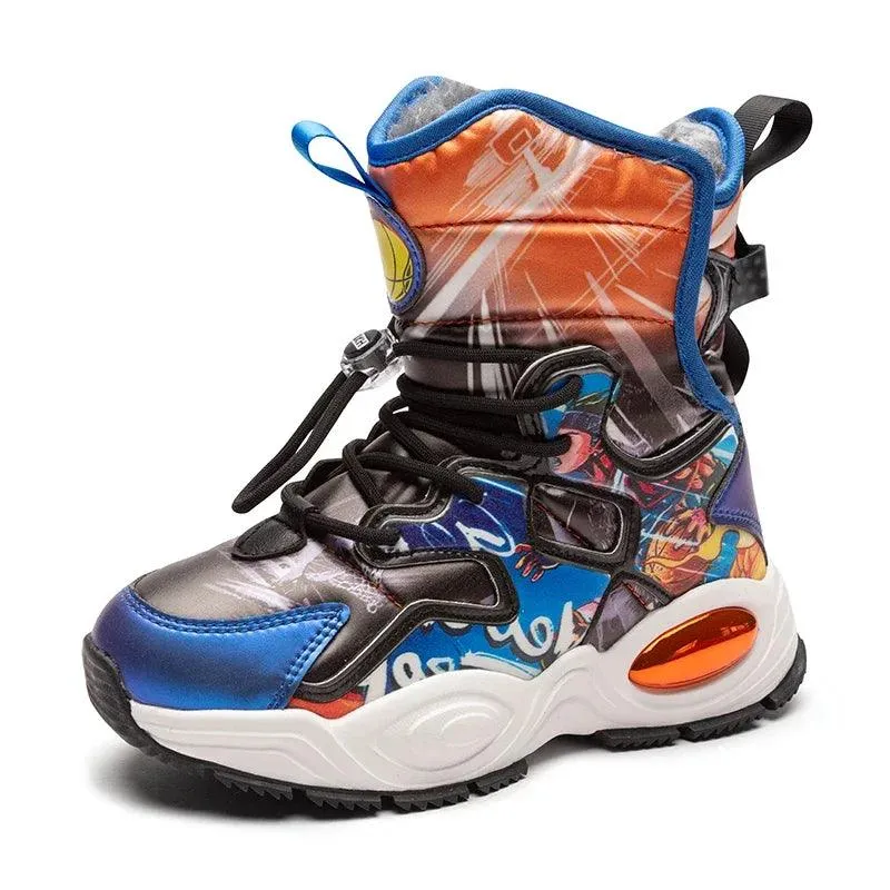 Boys' High-Quality Winter Non-Slip Stylish and Warm OutdoorBuckle Snow Boots