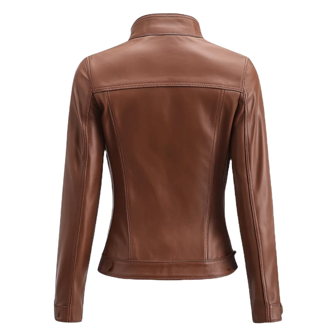 Brown Fitted Leather Jacket – Sleek Women’s Style in Handcrafted Leather | El Zoro