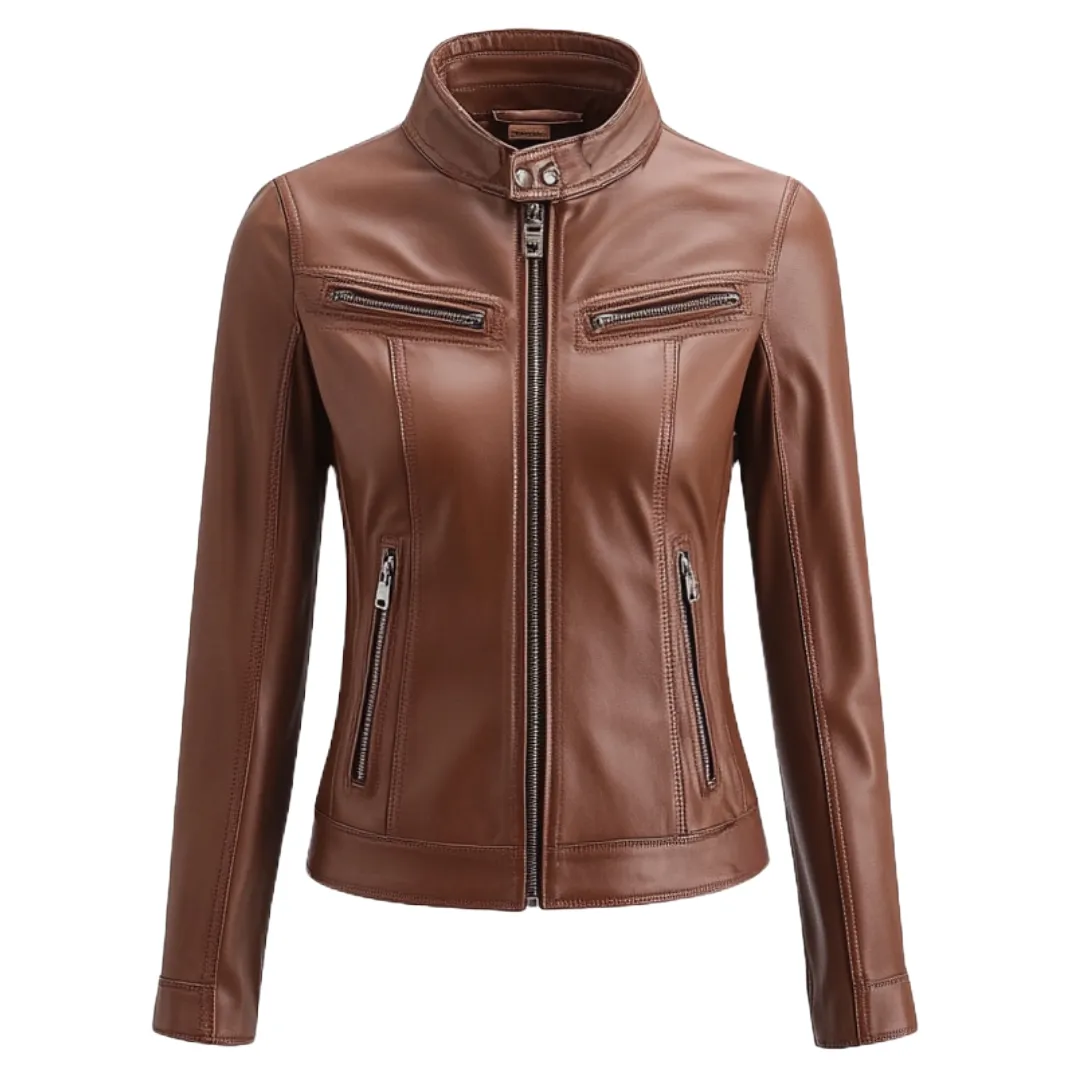 Brown Fitted Leather Jacket – Sleek Women’s Style in Handcrafted Leather | El Zoro