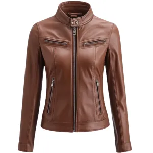 Brown Fitted Leather Jacket – Sleek Women’s Style in Handcrafted Leather | El Zoro