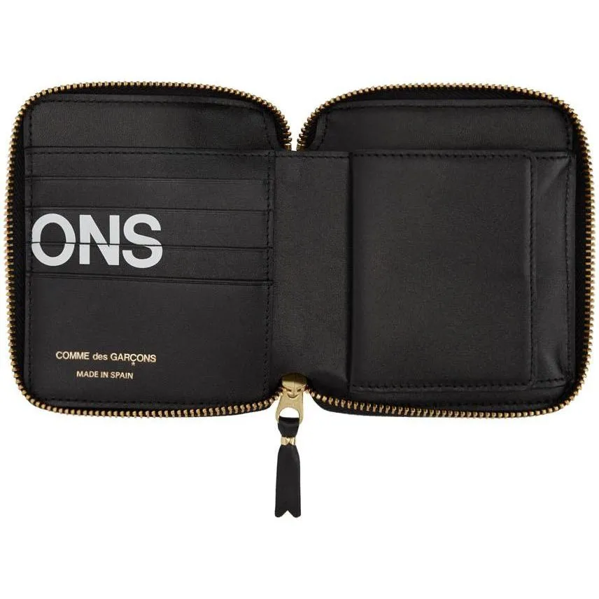 Comme des GarÃ§ons Wallets Black Huge Logo Zip Around Wallet