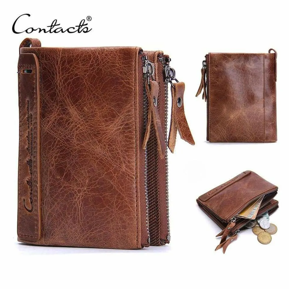 Contact's Vintage Crazy Horse Cowhide Genuine Leather Wallet  N0029