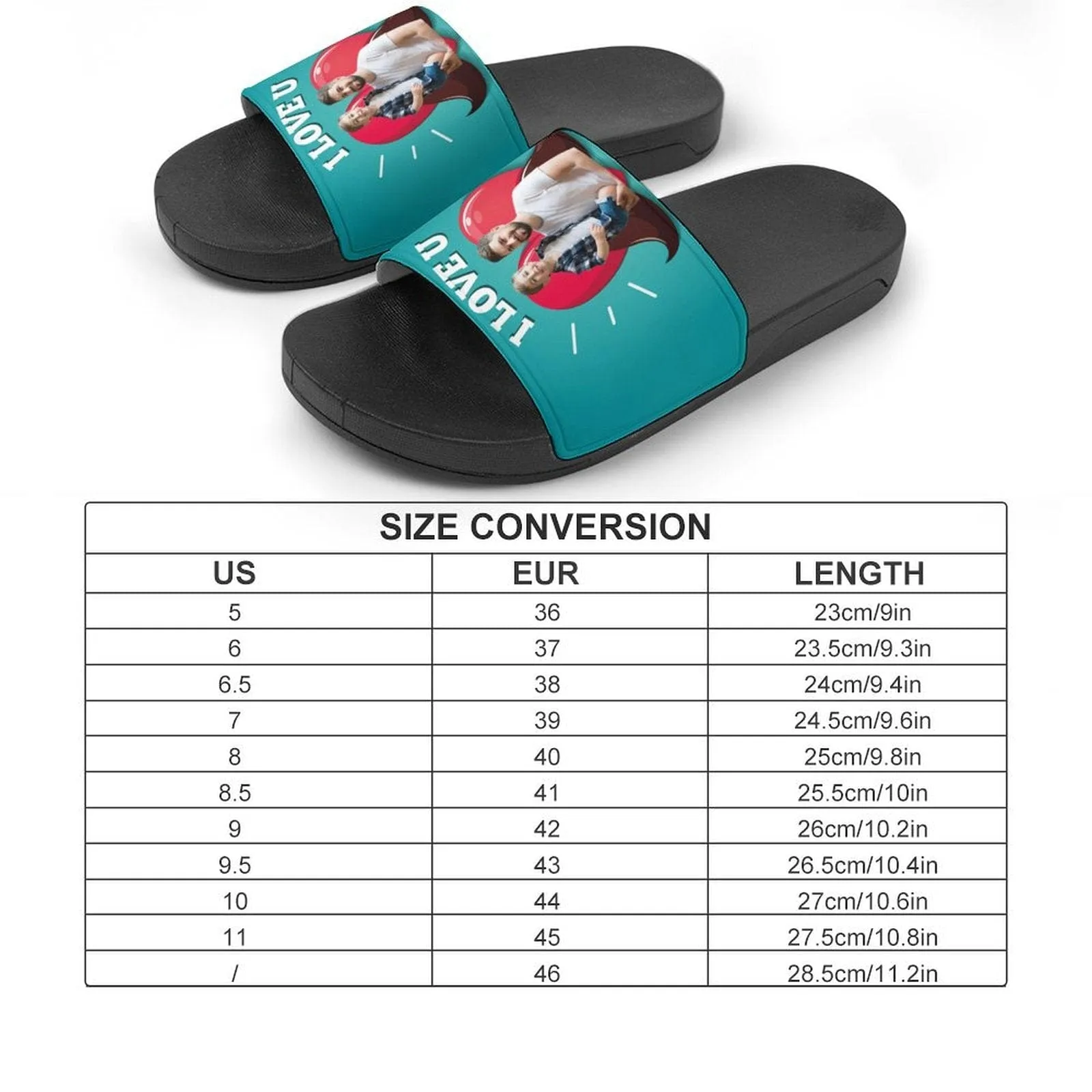 Custom Photo Heart Slide Sandals For Father's Day Gifts