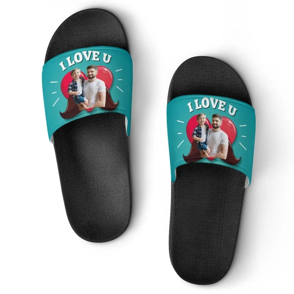 Custom Photo Heart Slide Sandals For Father's Day Gifts
