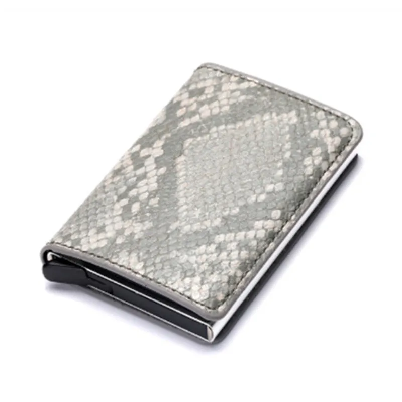 Customized Wallet Credit Card Holder Men Gifts Purse RFID Aluminium Box Bank Card Holder Vintage Leather Wallet with Money Clips