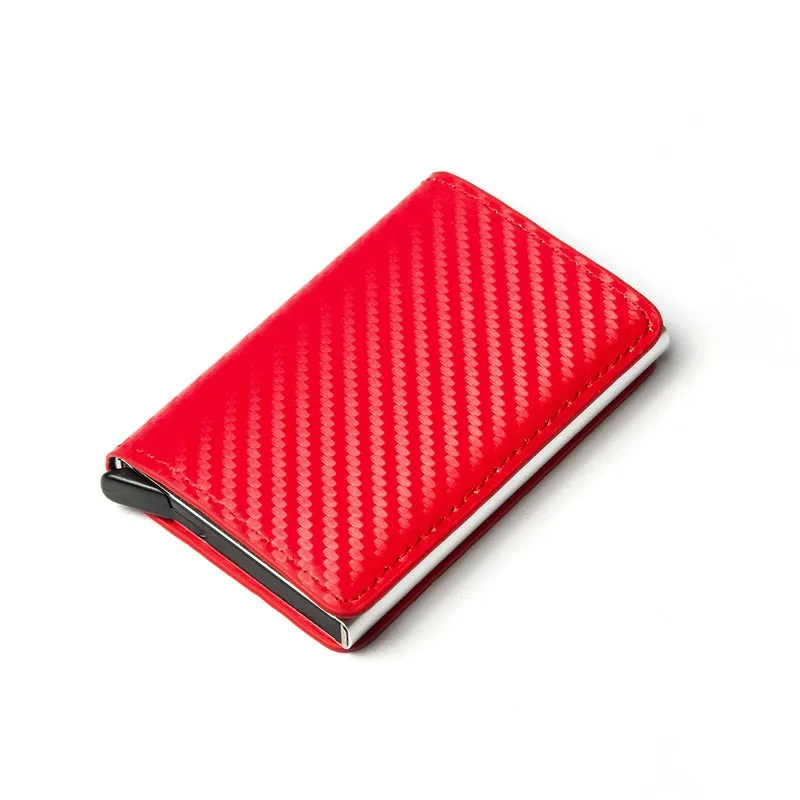 Customized Wallet Credit Card Holder Men Gifts Purse RFID Aluminium Box Bank Card Holder Vintage Leather Wallet with Money Clips