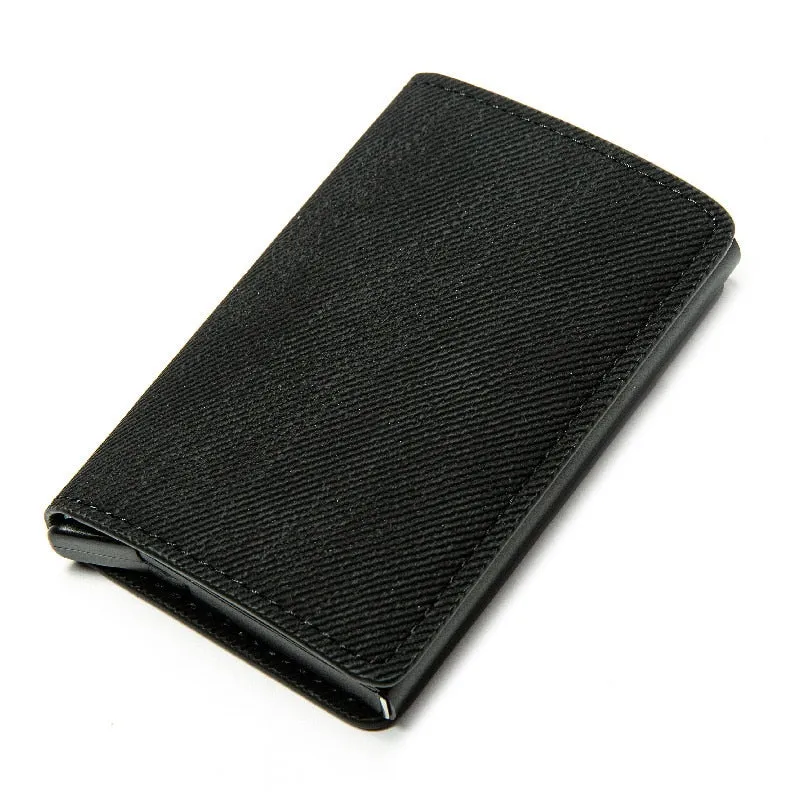Customized Wallet Credit Card Holder Men Gifts Purse RFID Aluminium Box Bank Card Holder Vintage Leather Wallet with Money Clips