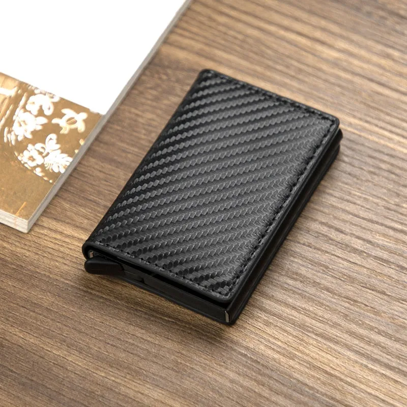 Customized Wallet Credit Card Holder Men Gifts Purse RFID Aluminium Box Bank Card Holder Vintage Leather Wallet with Money Clips