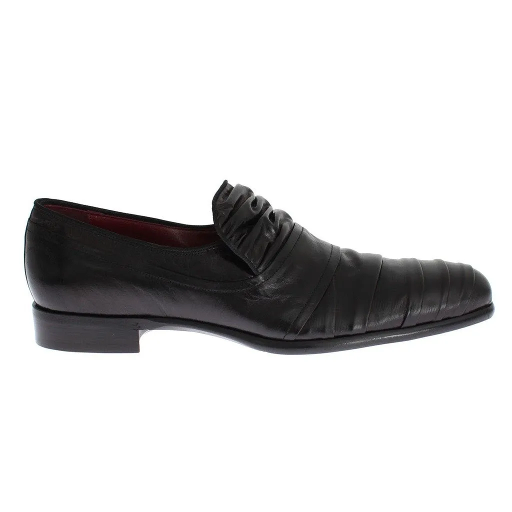 Dolce & Gabbana Black Kangaroo Leather Dress Formal Shoes