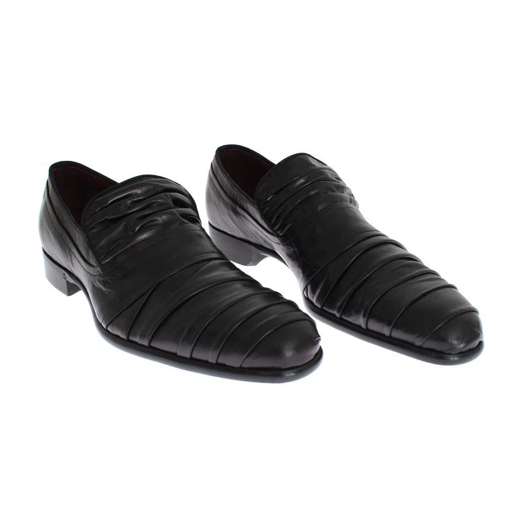 Dolce & Gabbana Black Kangaroo Leather Dress Formal Shoes