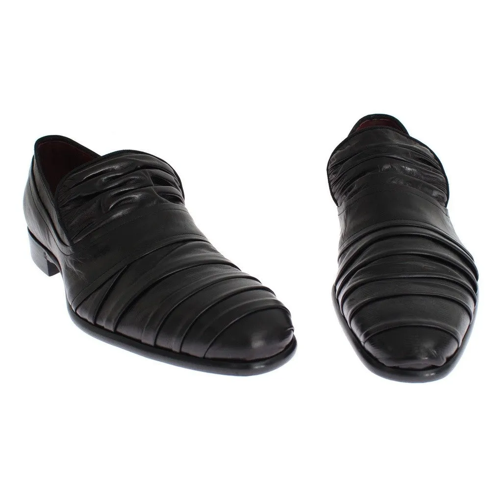 Dolce & Gabbana Black Kangaroo Leather Dress Formal Shoes
