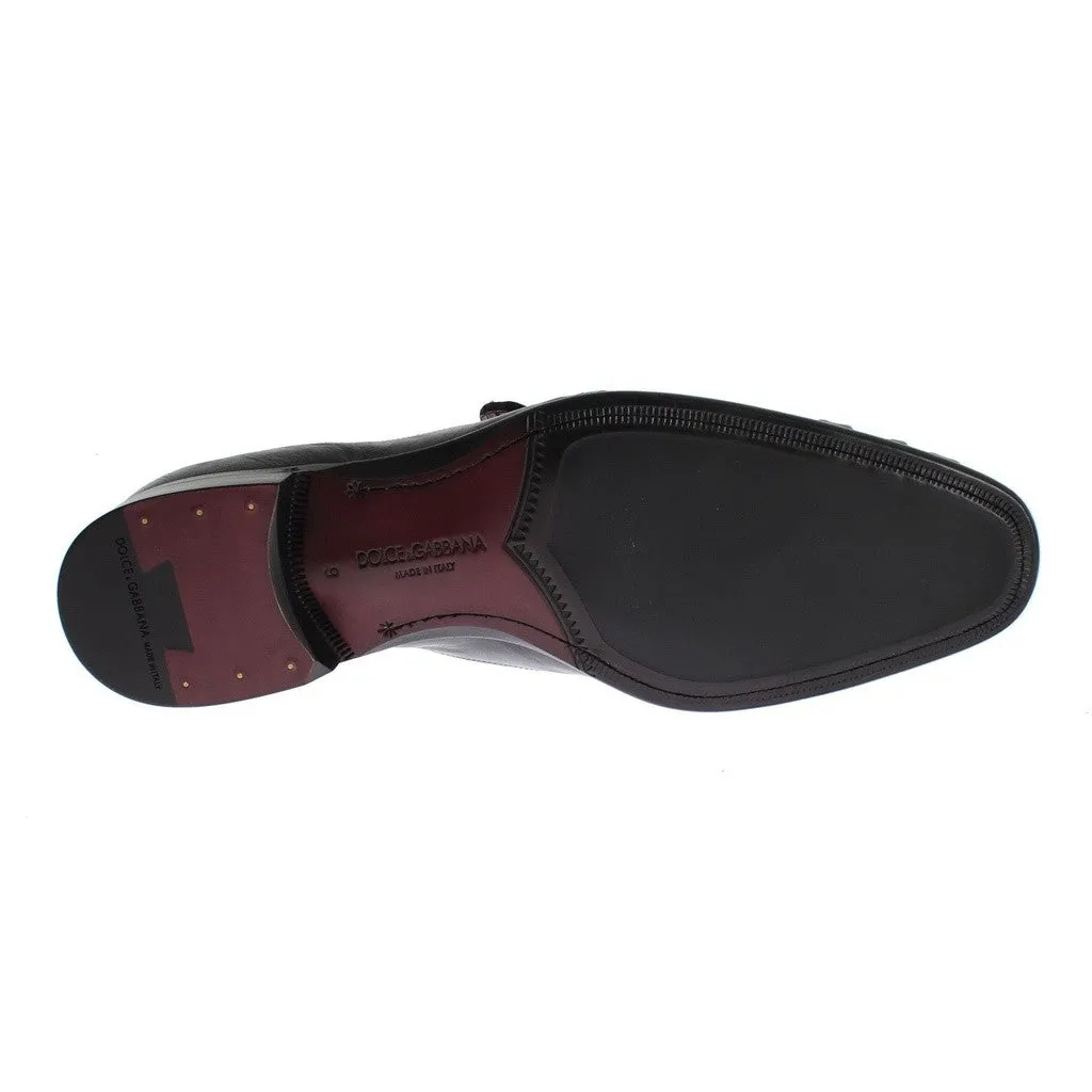 Dolce & Gabbana Black Kangaroo Leather Dress Formal Shoes