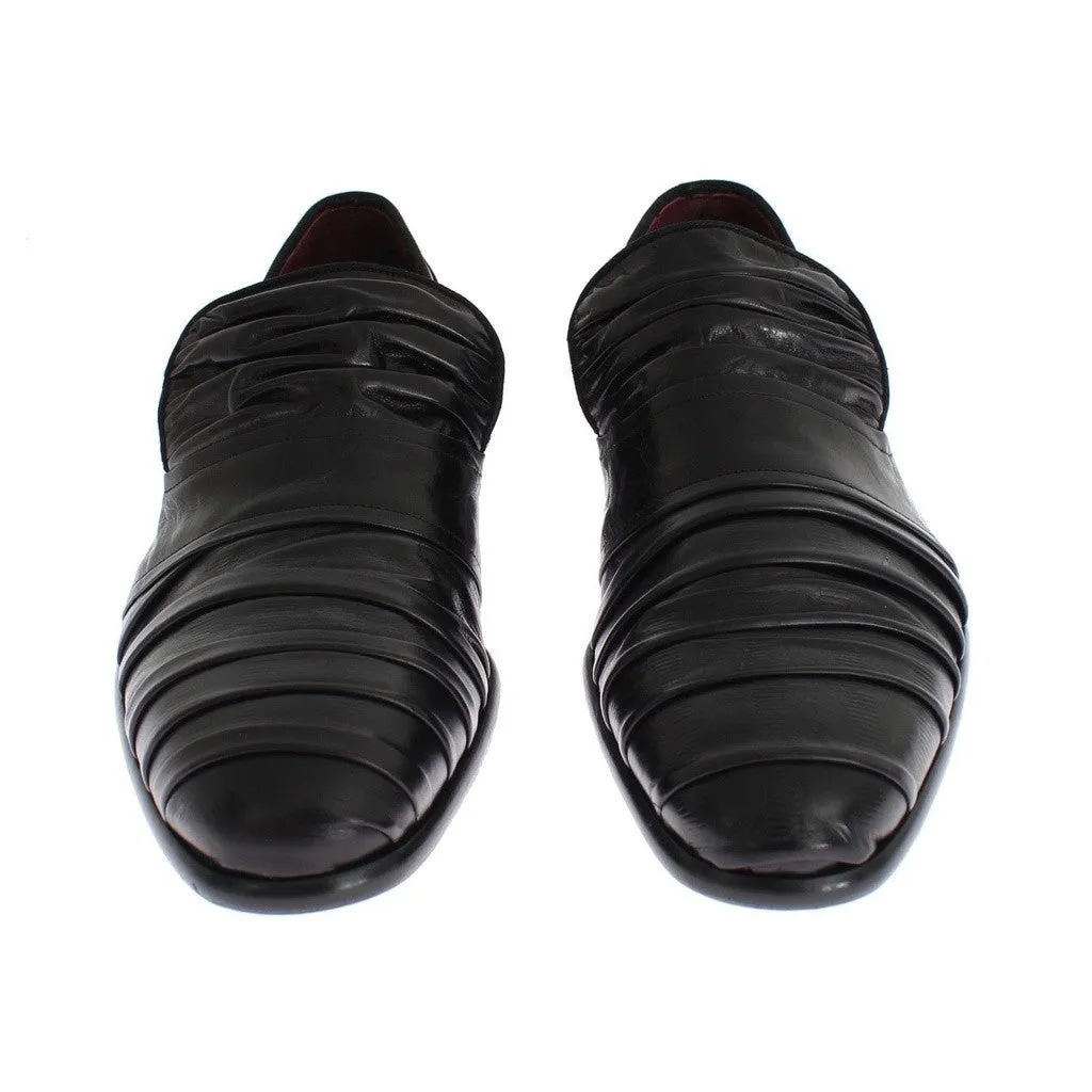 Dolce & Gabbana Black Kangaroo Leather Dress Formal Shoes