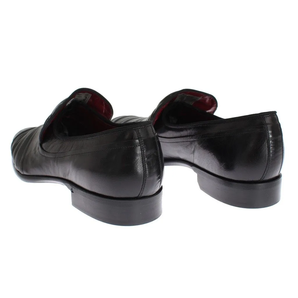 Dolce & Gabbana Black Kangaroo Leather Dress Formal Shoes