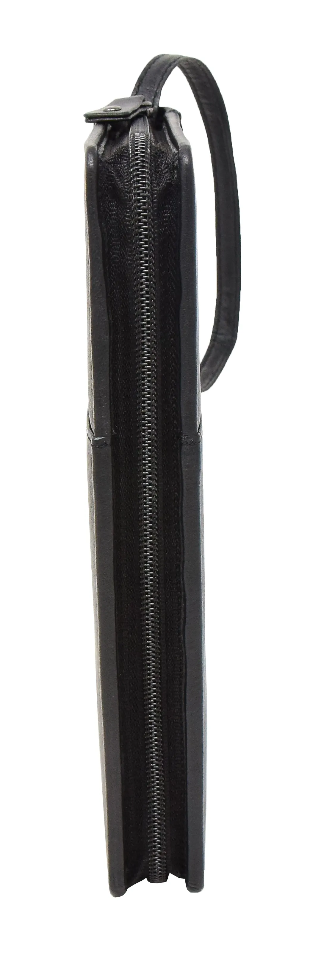 DR419 Zip Around Documents Leather Wallet Black