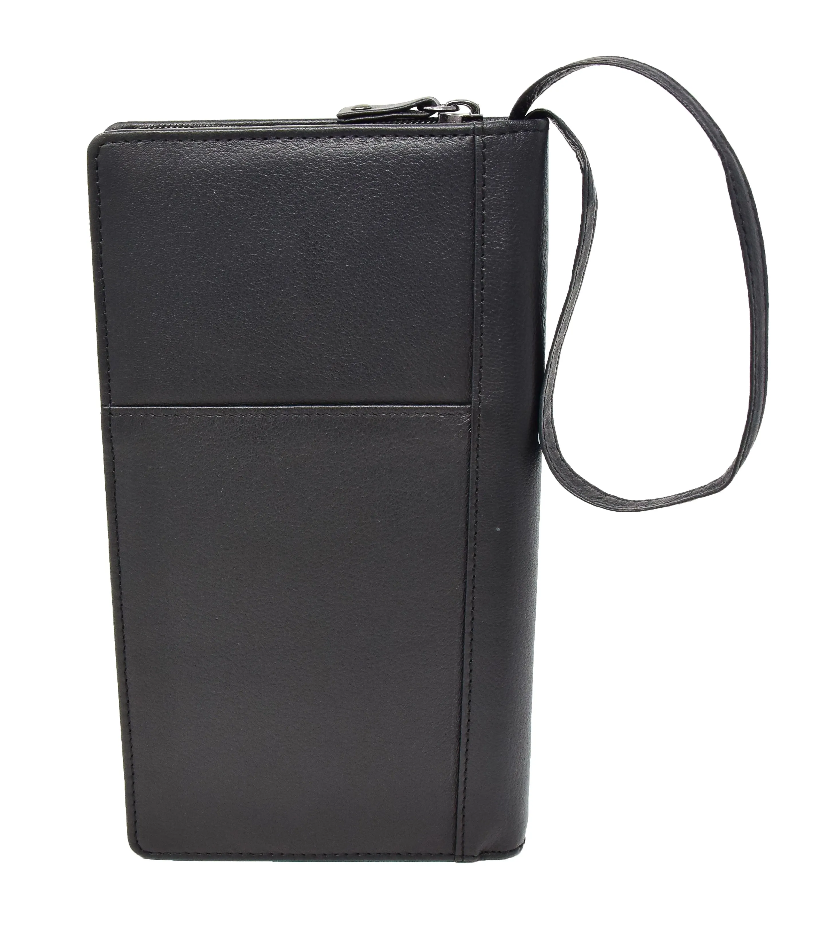 DR419 Zip Around Documents Leather Wallet Black