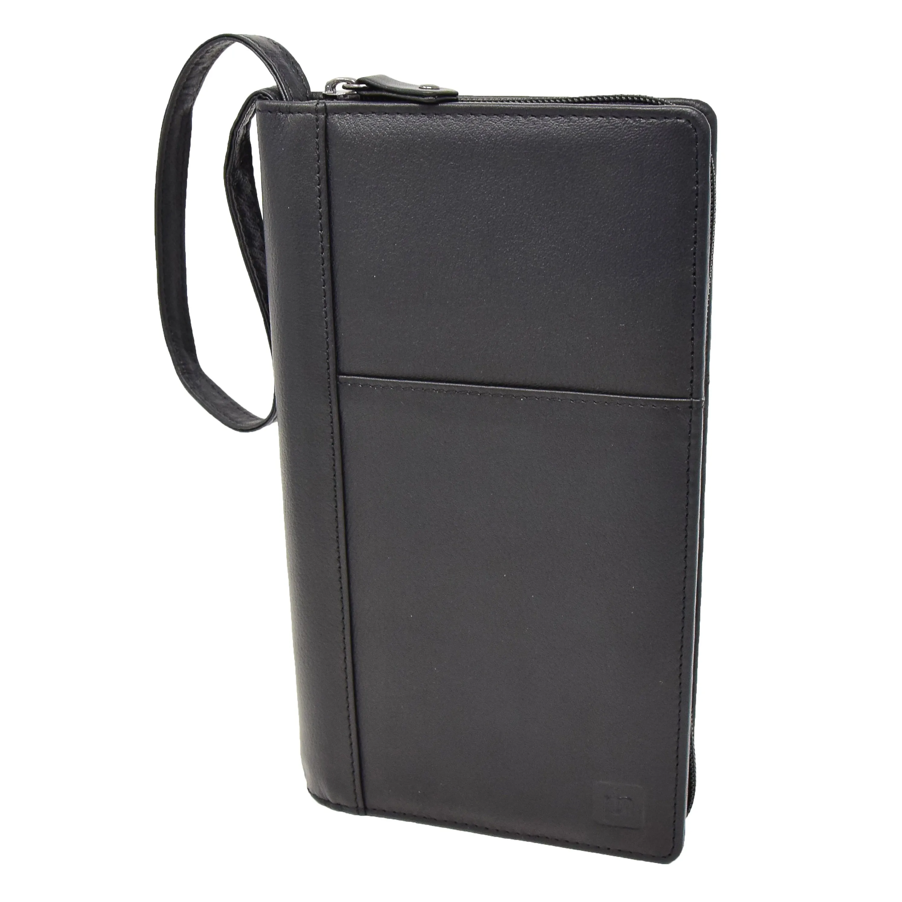 DR419 Zip Around Documents Leather Wallet Black