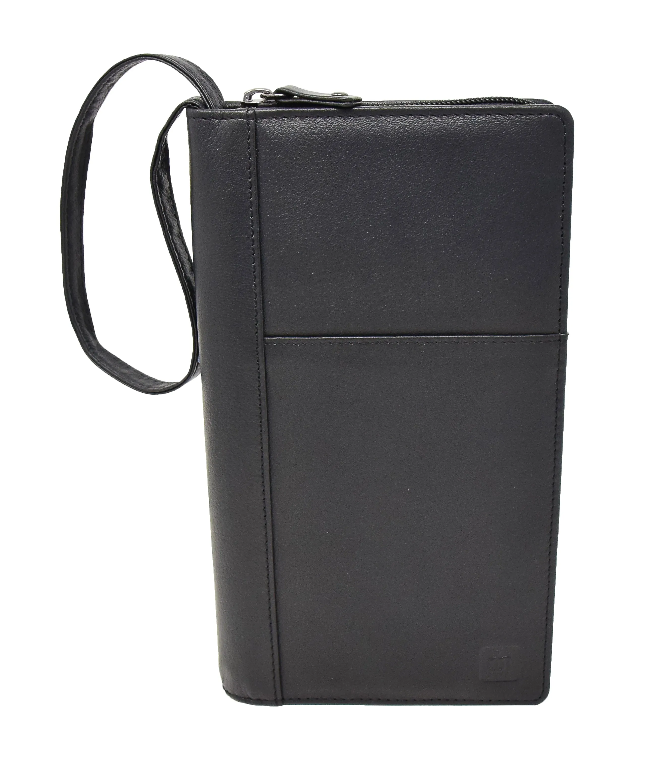 DR419 Zip Around Documents Leather Wallet Black