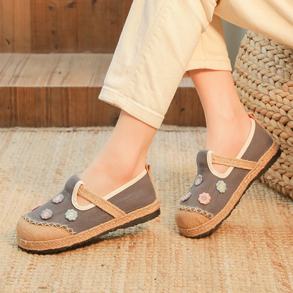 Ethnic Style Cotton Linen Embroidered Shoes