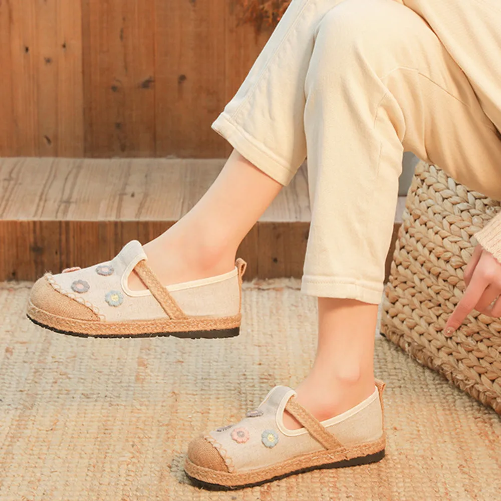 Ethnic Style Cotton Linen Embroidered Shoes