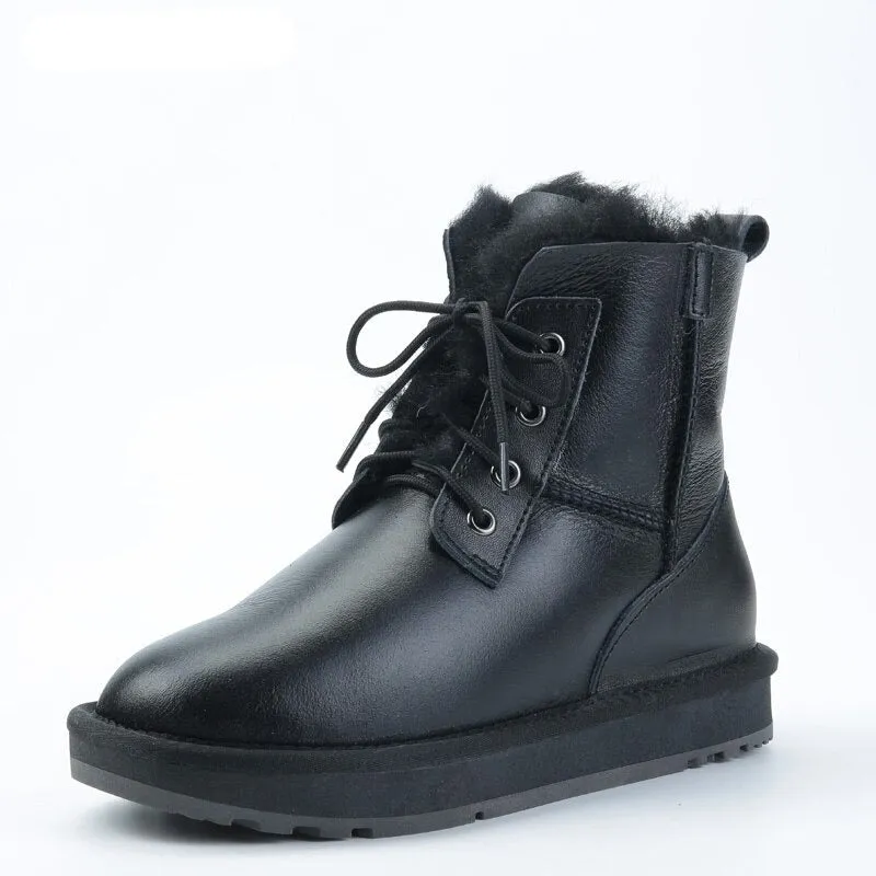 Faux Fur Lined Lace-Up Snow Boots