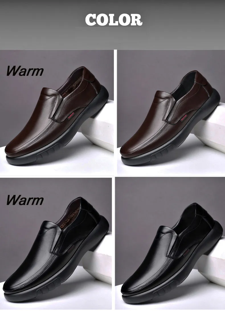 Genuine Leather Microfiber shoes Soft Anti-slip Rubber Casual Leather Shoes