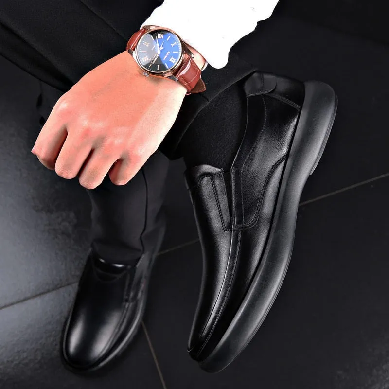 Genuine Leather Microfiber shoes Soft Anti-slip Rubber Casual Leather Shoes