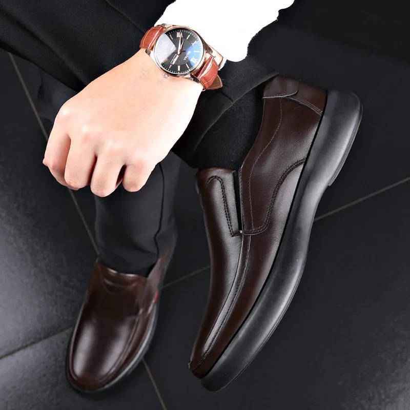 Genuine Leather Microfiber shoes Soft Anti-slip Rubber Casual Leather Shoes