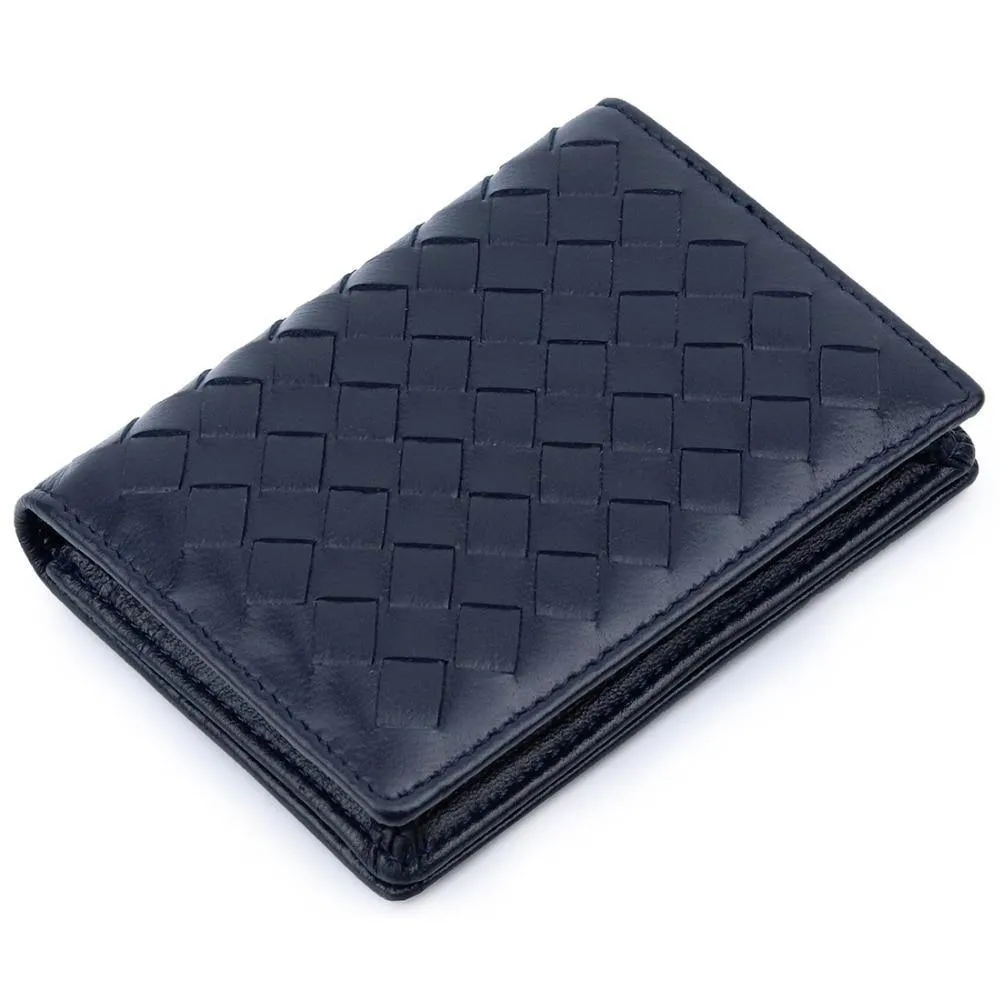 Handmade Soft Sheep Skin Knitting Card Wallets Genuine Leather Brand Business Card Holders