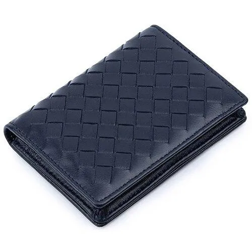 Handmade Soft Sheep Skin Knitting Card Wallets Genuine Leather Brand Business Card Holders