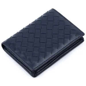 Handmade Soft Sheep Skin Knitting Card Wallets Genuine Leather Brand Business Card Holders