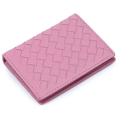 Handmade Soft Sheep Skin Knitting Card Wallets Genuine Leather Brand Business Card Holders