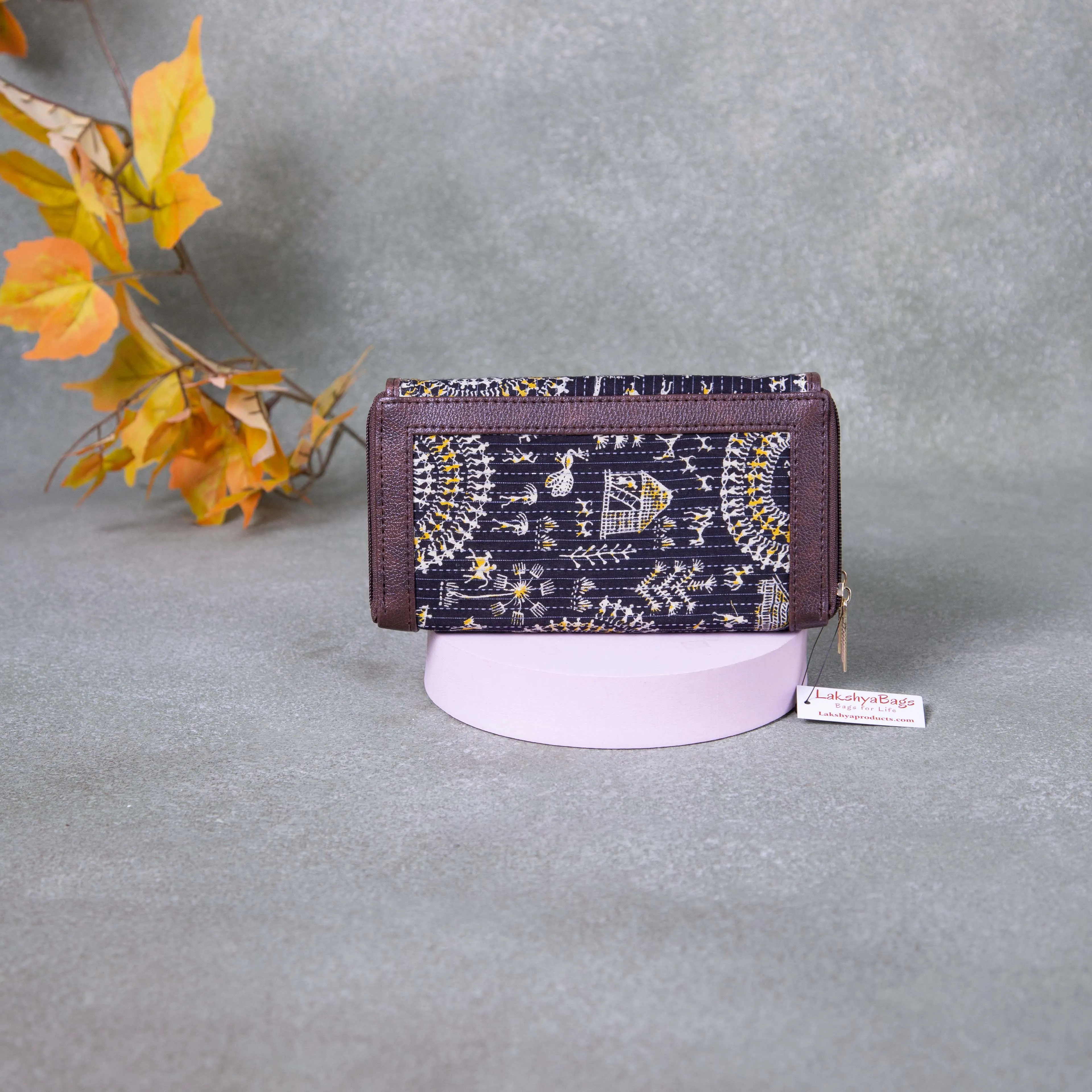Handmade Wallets -  Dual Zip Blue Tribal Printed Design