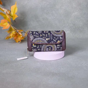 Handmade Wallets -  Dual Zip Blue Tribal Printed Design