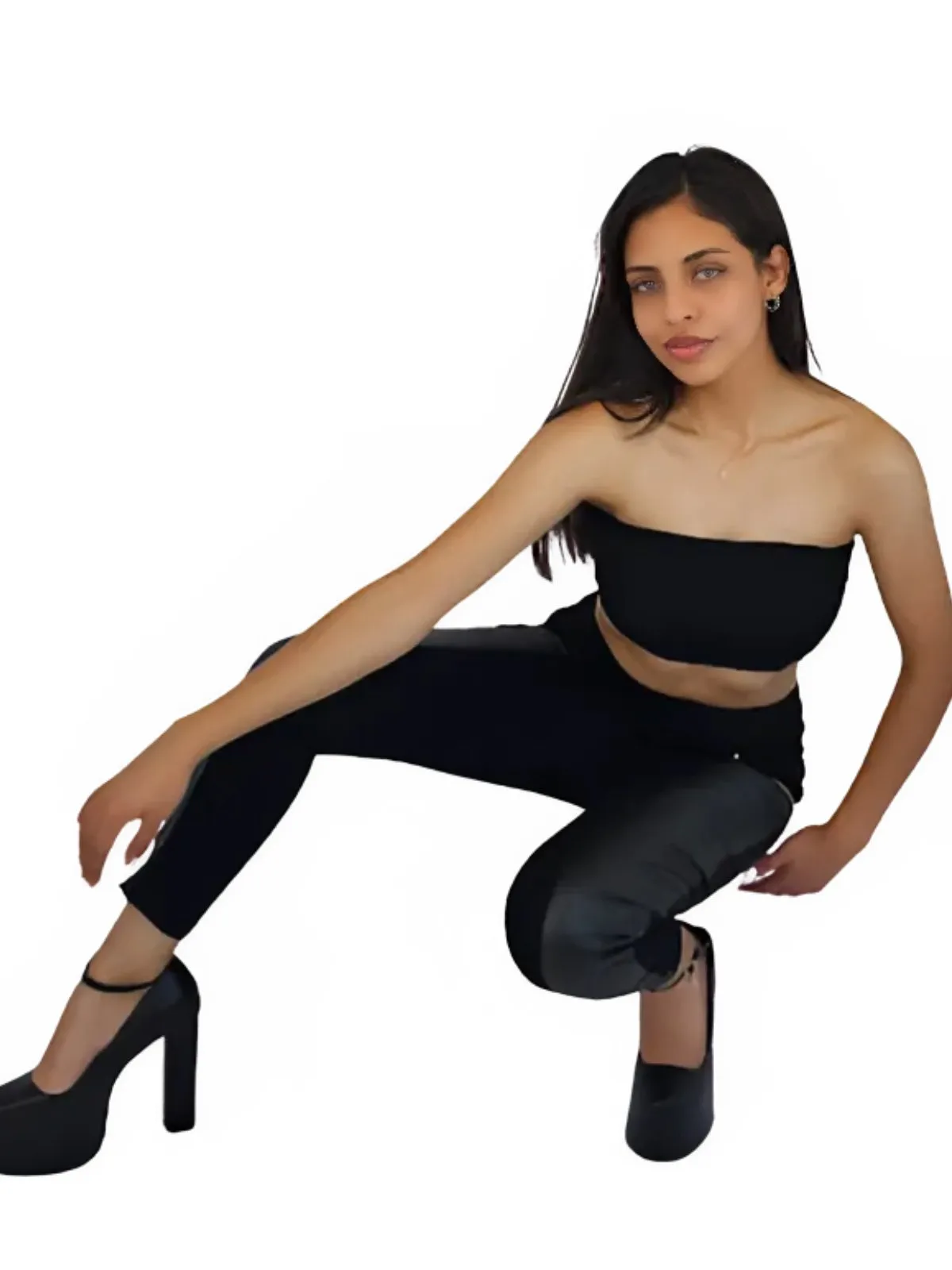 High-Waisted Tummy Control Pants Black