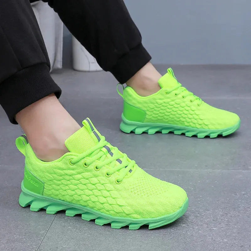 Hot Sale Orange Men's Casual Sneaker Knit Breathable Lightweight Sneakers Men Comfort Lace-Up Sports Shoes Man zapatillas hombre