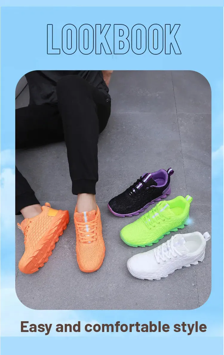 Hot Sale Orange Men's Casual Sneaker Knit Breathable Lightweight Sneakers Men Comfort Lace-Up Sports Shoes Man zapatillas hombre