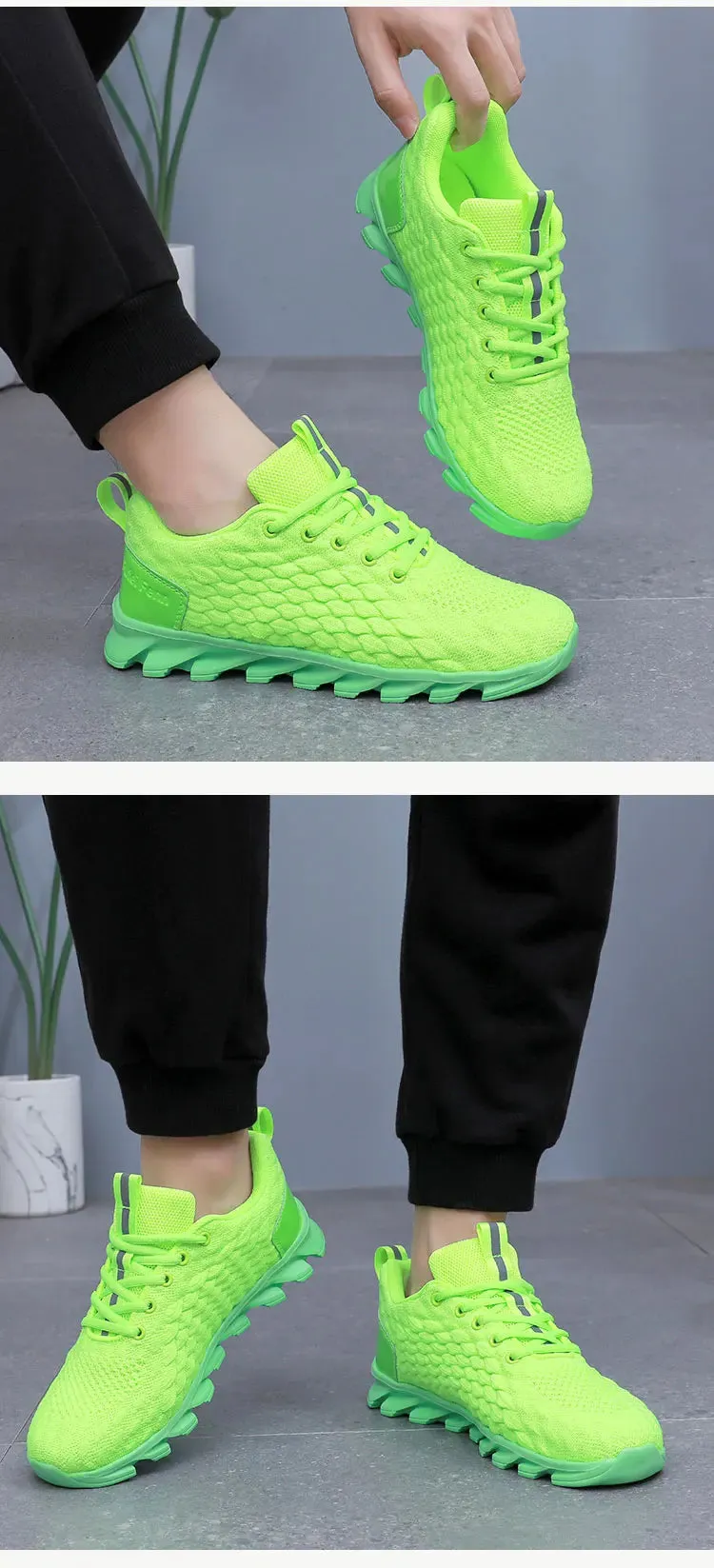 Hot Sale Orange Men's Casual Sneaker Knit Breathable Lightweight Sneakers Men Comfort Lace-Up Sports Shoes Man zapatillas hombre