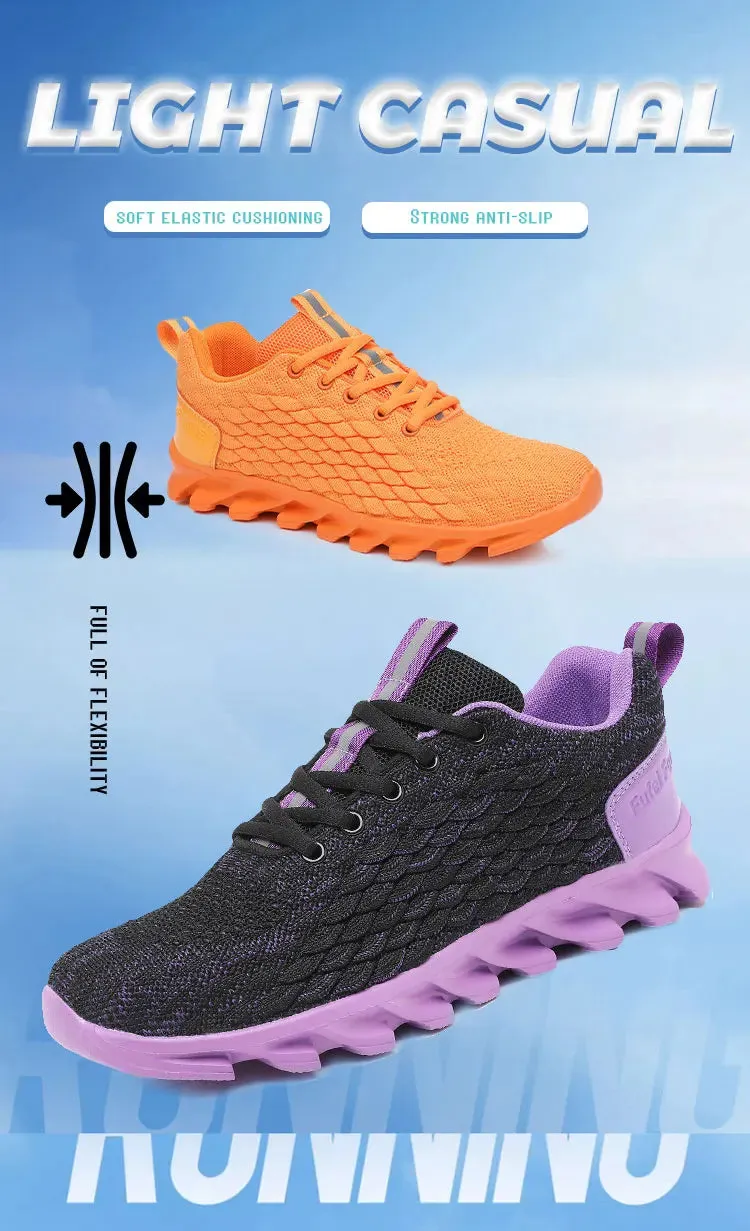 Hot Sale Orange Men's Casual Sneaker Knit Breathable Lightweight Sneakers Men Comfort Lace-Up Sports Shoes Man zapatillas hombre
